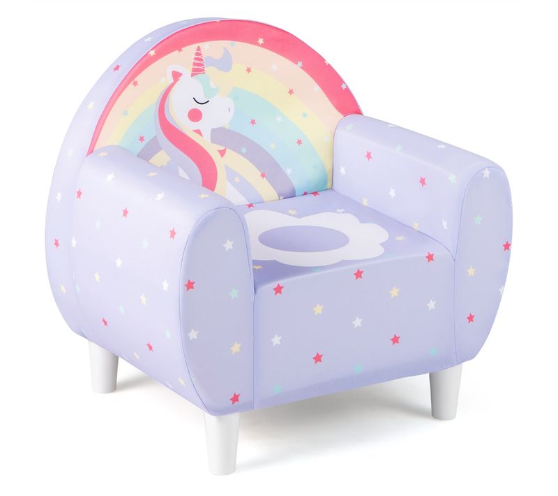 Canapé Pour Enfants Rembourré Avec Tissu En Spandex Respirant Et Rembourrage En Mousse Violet