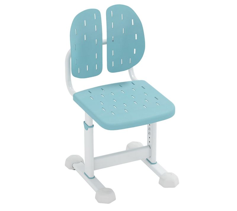 Chaise De Bureau Pour Enfant Hauteur Réglable Avec Double Dossier Assise Respirante Métal Bleu