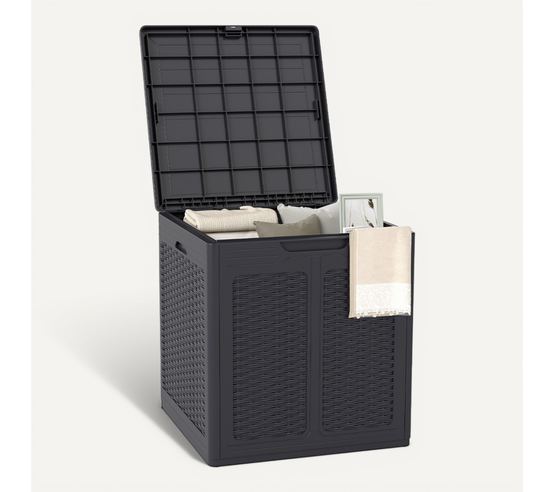 Coffre De Rangement Extérieur 145l Conteneur De Terrasse Couvercle Verrouillable Plastique Marron