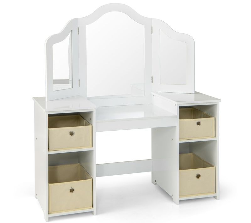 Coiffeuse Pour Enfants Amovible 2 En 1 Avec Coiffeuse Et Bureau Coiffeuse De Maquillage Blanc