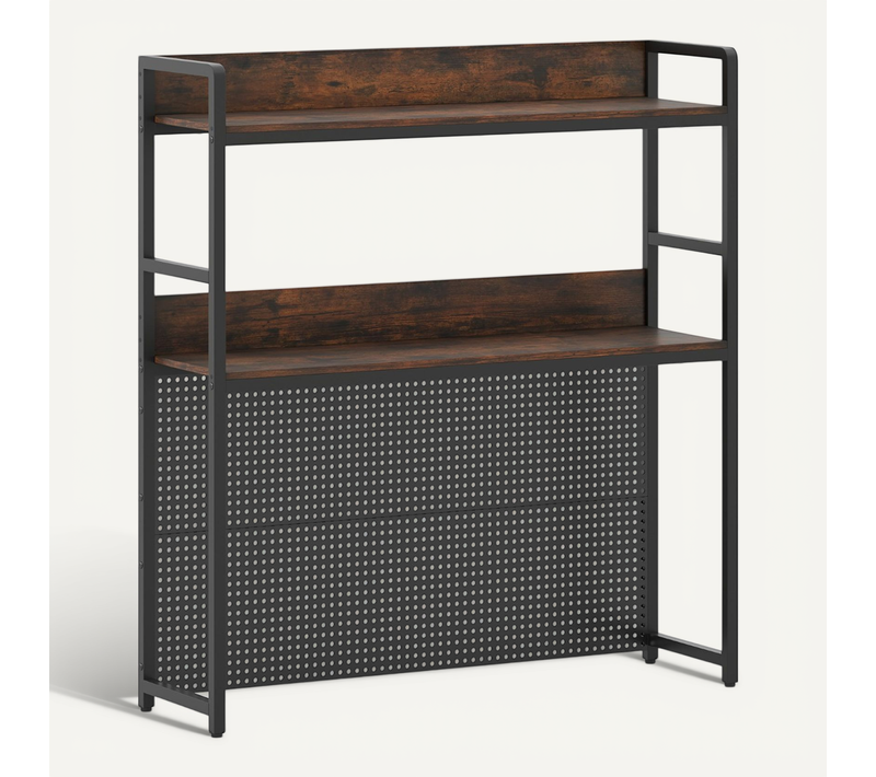 Étagère De Bureau Console De Bureau à 2 Niveaux Polyvalente Industriel 94x27x103 Cm Brun Rustique