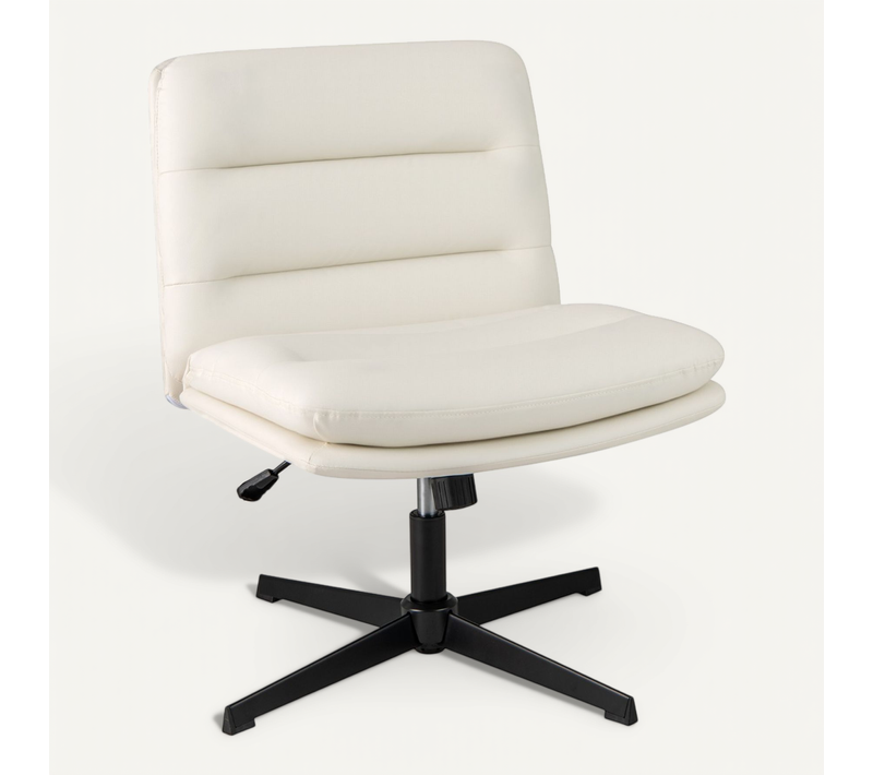 Fauteuil De Bureau Chaise De Bureau Sans Accoudoirs Hauteur Réglable Pivotante Blanc