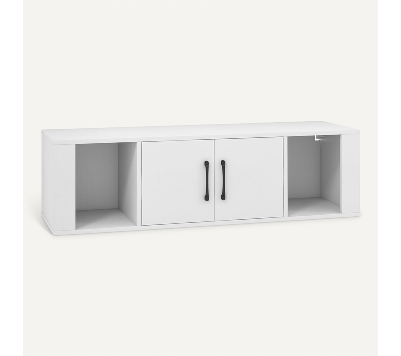 Meuble TV Murale à 2 Portes Meuble De Rangement Suspendue 108 X 33 X 30,5 Cm Blanc