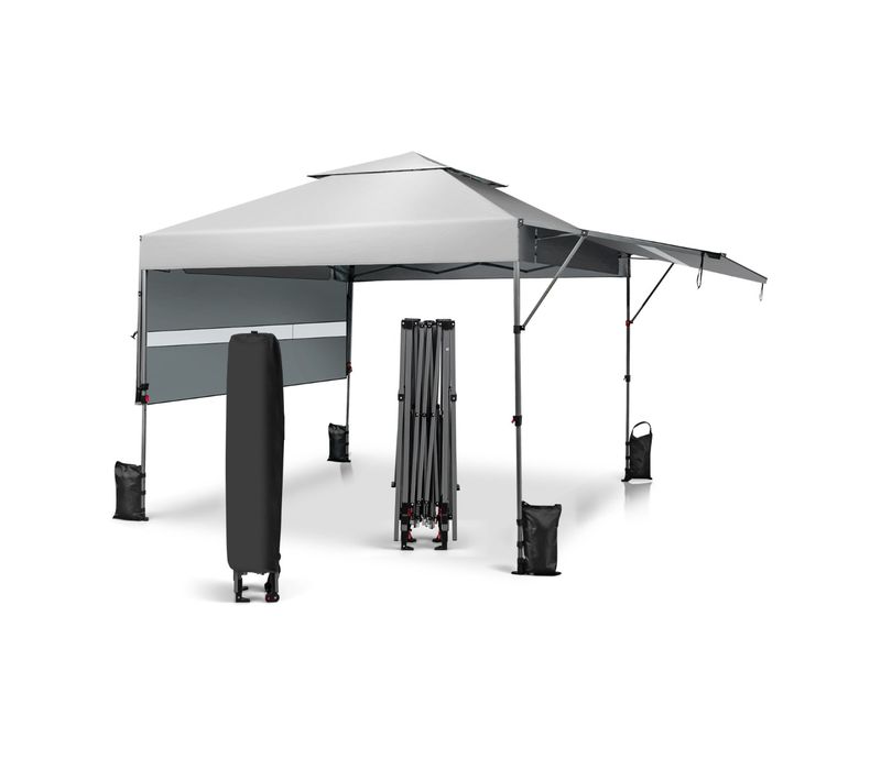 Tonnelle De Jardin Instantanée 3x3m Avec Double Auvents Imperméable Hauteurs Réglable Blanc