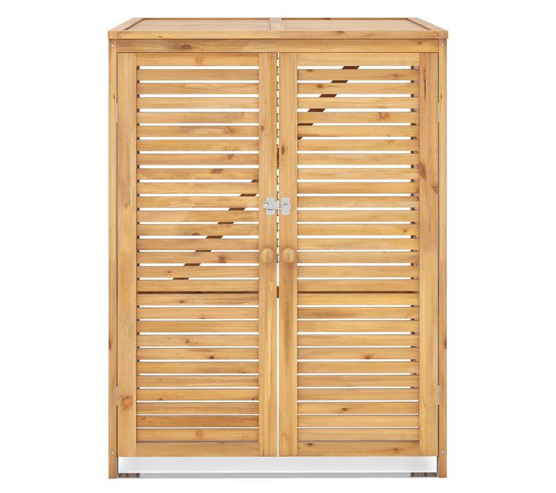 Abri à Poubelle Bois 120l Abri Pour Outils D'extérieur Avec Doubles Portes Loquet Naturel