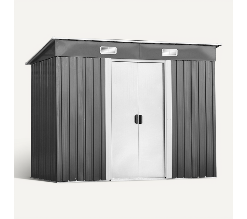 Abri De Jardin Cabane à Outils Acier Galvanisé Avec 2 Portes 238x131x181cm Gris+blanc