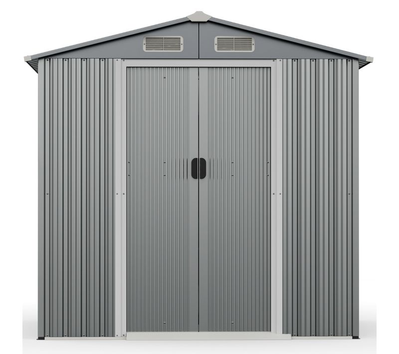 Abri De Jardin Extérieur 196x142cm Abri à Outils Métal Avec 4 Aérations Portes Gris