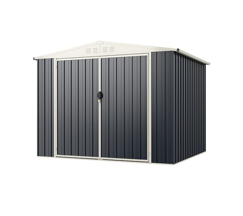 Abri De Jardin Métal Cabane De Rangement Antirouille Acier Coloré Avec Porte Verrouillable Gris