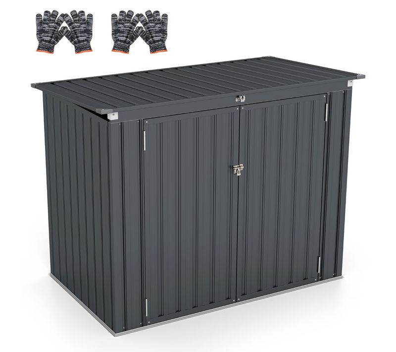 Abri De Stockage Pour Poubelles Abri De Jardin Verrouillable 2 Portes 172x95,5x130cm Métal Gris