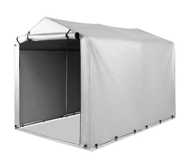 Abri De Vélos Abri De Garage Portable Avec Porte à Fermeture Éclair Enroulable Bache Motos Gris