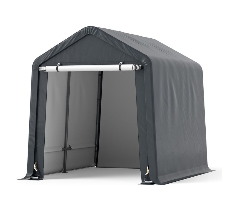 Abri De Vélos 240x195x214cm Abri De Garage Portable Pour Motos Housse Imperméable Avec Porte Gris