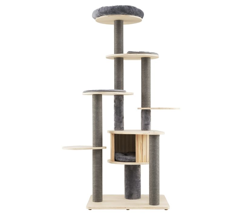 Arbre à Chat Haut De 172cm Tour à Chat Multi-niveaux Avec Perchoir Supérieur Rembourré Condo Privé