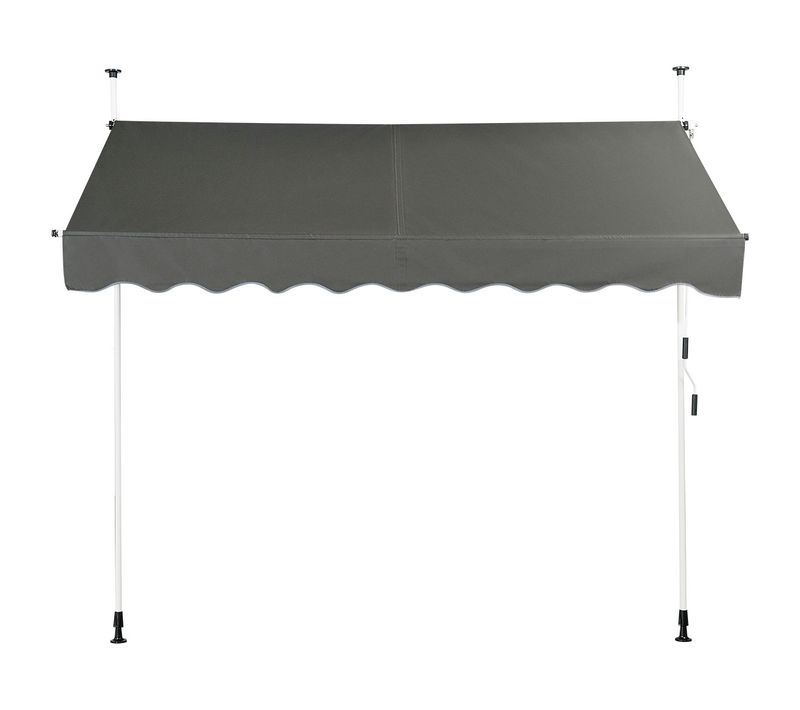 Auvent Manuel Rétractable 250cm Hauteur Réglable Store Banne Aluminium Tissu Oxford Anti Uv Gris