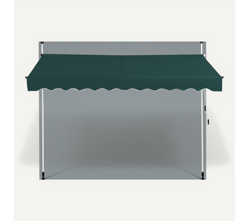 Auvent Manuel Rétractable 300cm Hauteur Réglable Store Banne Aluminium Tissu Oxford Anti Uv Vert