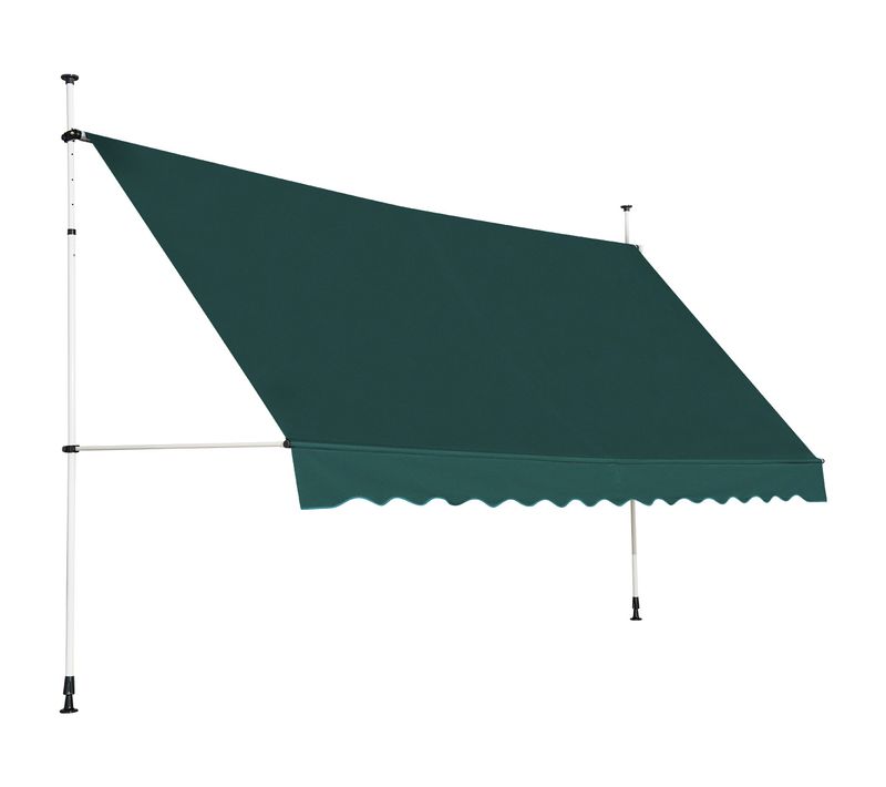 Auvent Manuel Rétractable 400cm Hauteur Réglable Store Banne Aluminium Tissu Oxford Anti Uv Vert