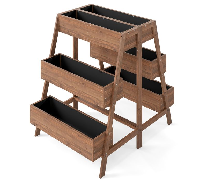 Bac De Jardin Surélevé Multi-niveaux Support De Plantes En Bois à Étages Avec Fond à Lattes