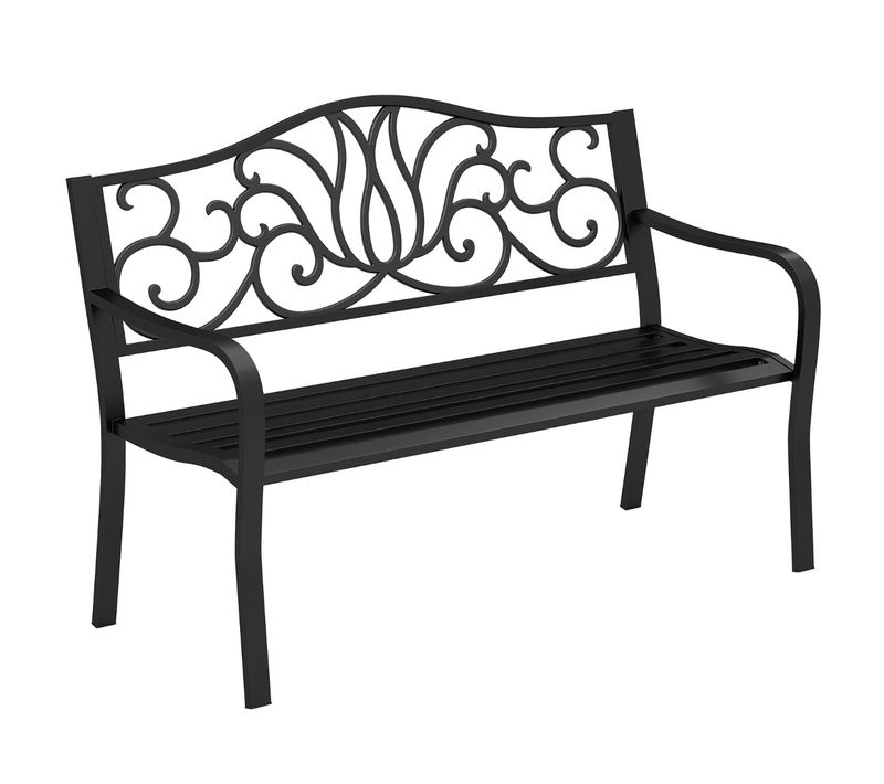 Banc De Jardin Extérieur Meubles De Porche En Fonte Avec Dossier à Motif Floral Et Siège à Lattes