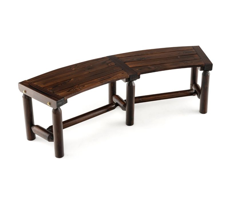 Banc De Jardin Incurvé 2 Places Siège à Lattes Charge 325 Kg Banquette D'extérieur En Bois