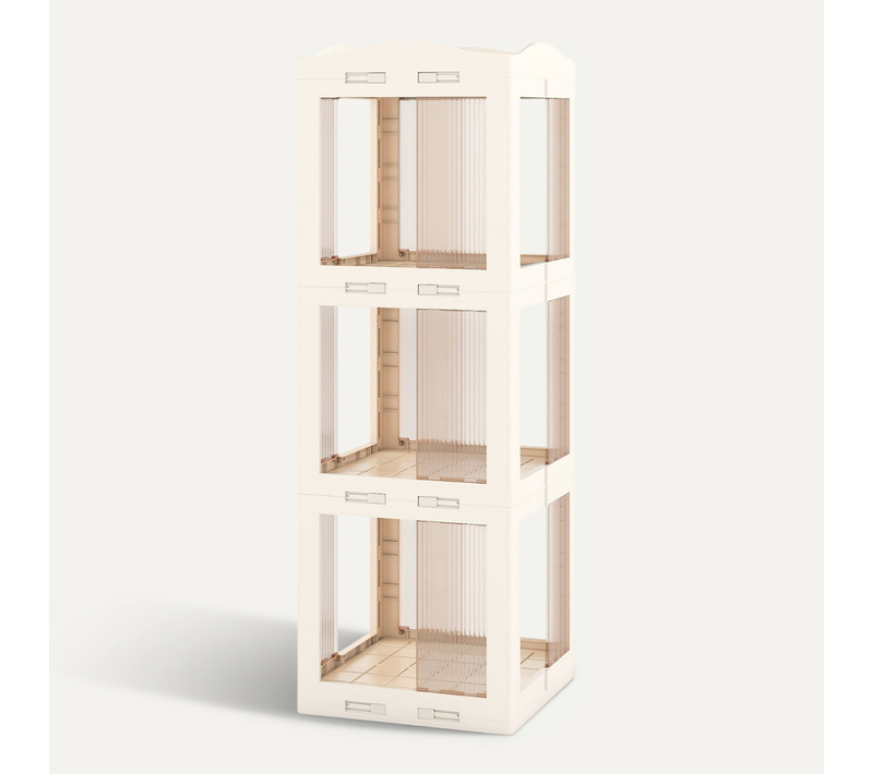 Bibliothèque Pliante Rotative Étagère Tournante à 3 Niveaux Étagère D'angle 36,5x36x108cm Blanc