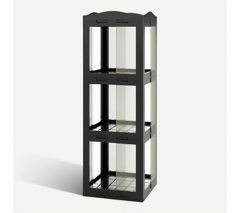 Bibliothèque Pliante Rotative Étagère Tournante à 3 Niveaux Étagère D'angle 36,5x36x108cm Noir