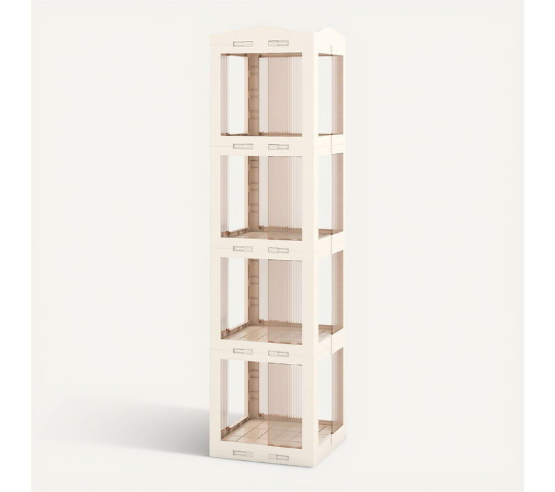 Bibliothèque Pliante Rotative Étagère Tournante à 4 Niveaux Étagère D'angle 36,5x36x108cm Blanc