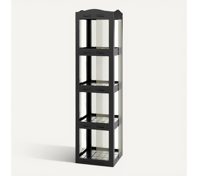 Bibliothèque Pliante Rotative Étagère Tournante à 4 Niveaux Étagère D'angle 36,5x36x108cm Noir