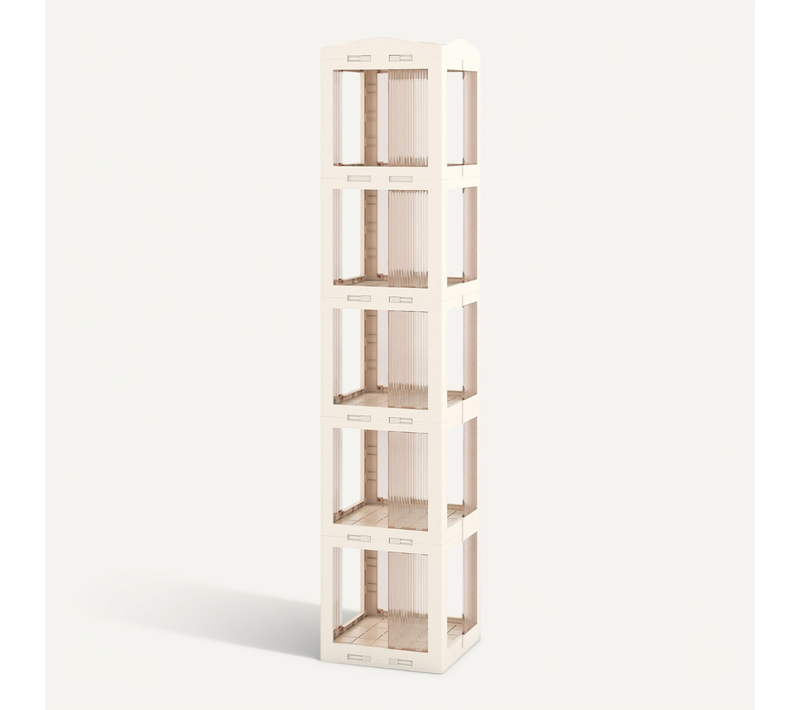 Bibliothèque Pliante Rotative Étagère Tournante à 5 Niveaux Étagère D'angle 36,5x36x108cm Blanc