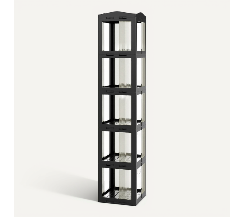 Bibliothèque Pliante Rotative Étagère Tournante à 5 Niveaux Étagère D'angle 36,5x36x108cm Noir