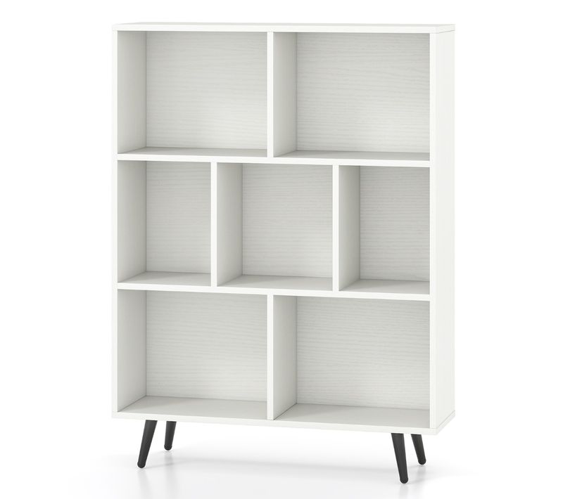 Bibliothèque à 7 Cubes Meuble De Rangement Moderne Autoportante Avec 2 Kits Blanc