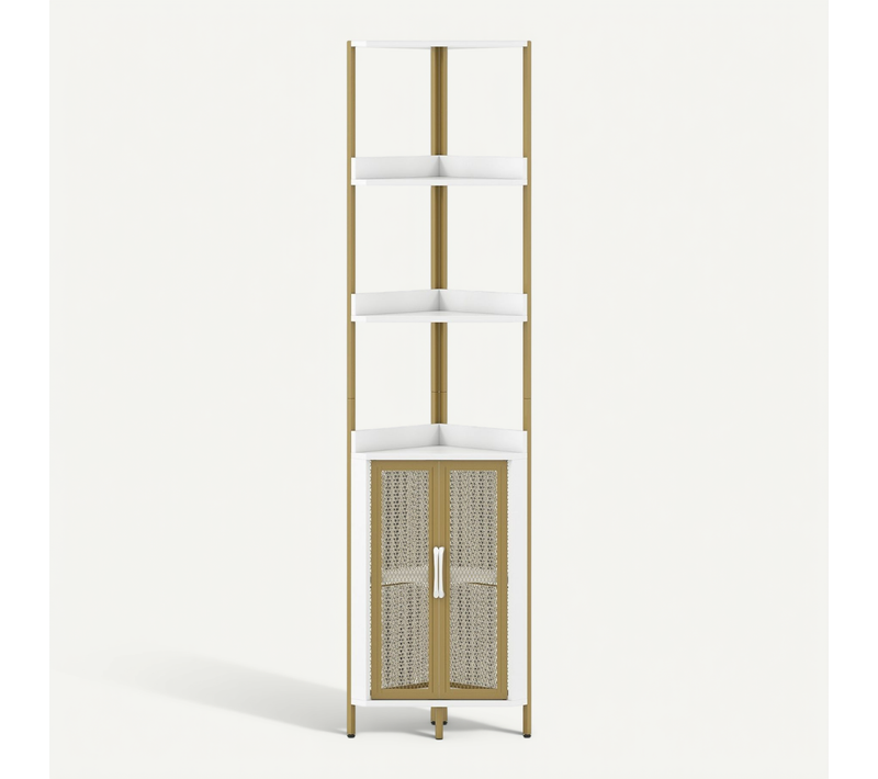 Bibliothèque D'angle Étagère Industriel à 6 Niveaux Avec 2 Portes 32 X 32 X 170 Cm Blanc