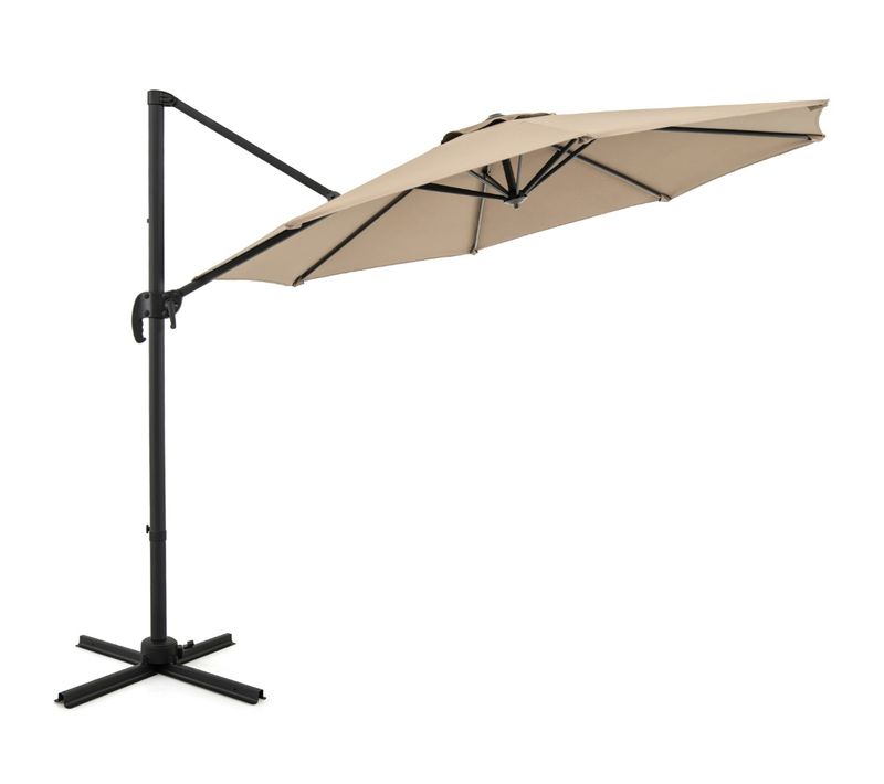 Parasol De Terrasse Rond Cantilever 294x247cm Avec Rotation Inclinaisons Beige