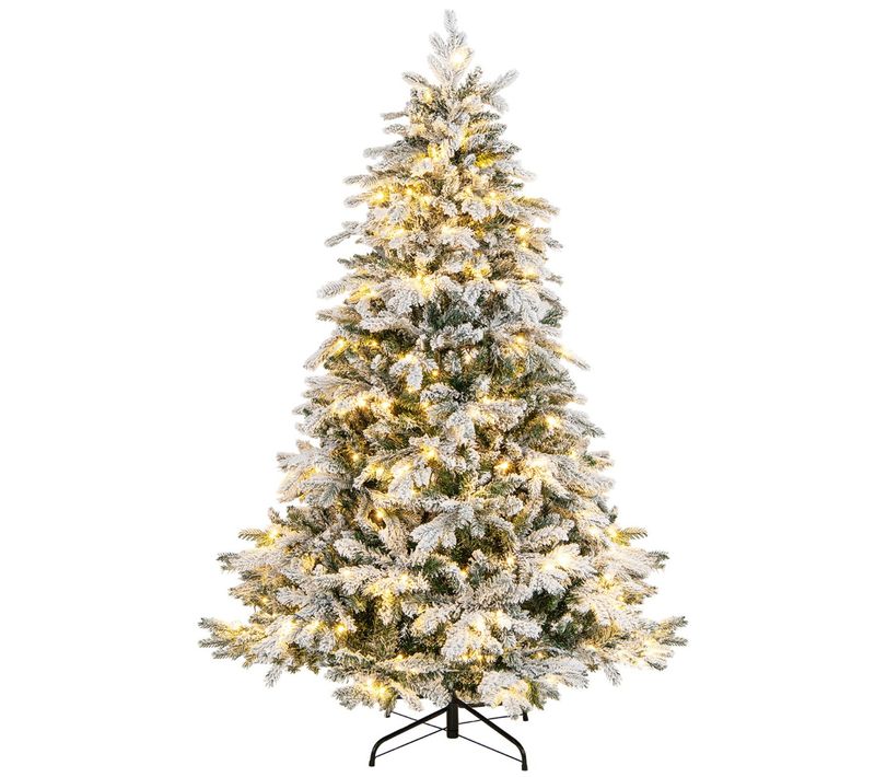 Sapin De Noël Artificiel 180 Avec 1415 Branches LED Blanc Chaud Floqué Charnières Arbre De Noël