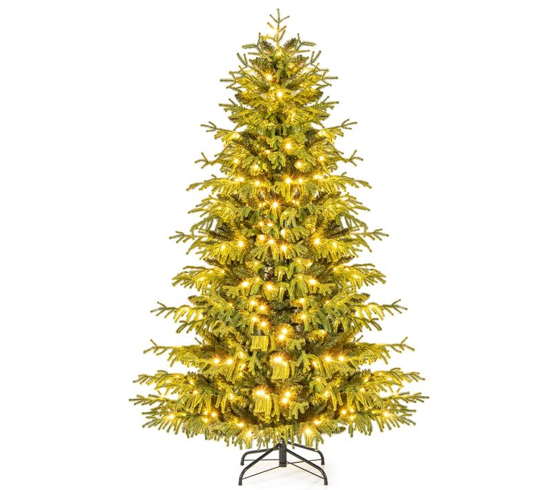 Sapin De Noël Artificiel 180cm Arbre Articulé Pré-éclairé Avec 270 LED Blanc Chaud 746 Branches