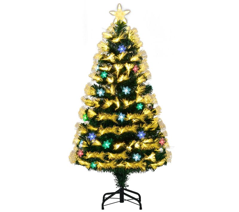 Sapin De Noël Artificiel Illuminé De 120cm Avec 8 Modes D'éclairage 130 Branches
