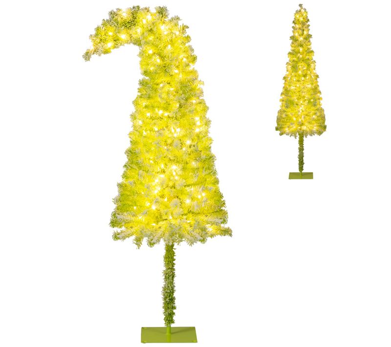 Sapin De Noël Artificiel Pré-éclairé De 180cm Avec Embout Flexible 290 Branches 120 LED Blanc