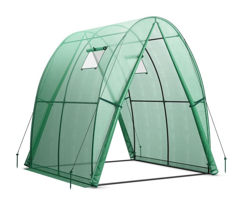 Serre Tunnel Résistante Aux Intempéries Fenêtre Moustiquaires Enroulable Pochette Latérale Vert