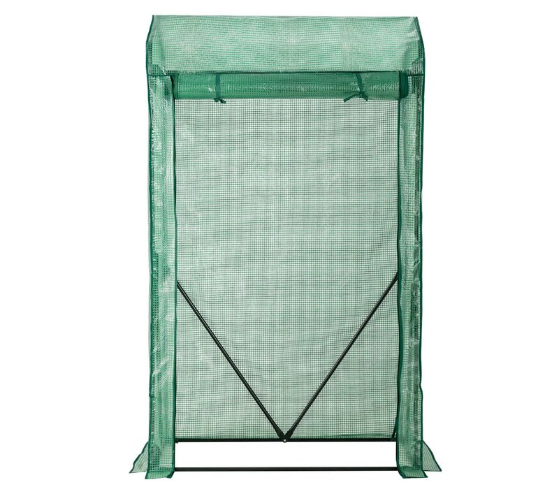 Serre De Jardin 100x50x170cm Avec Porte Zippée Enroulable Antirouille Et Housse En Plastique