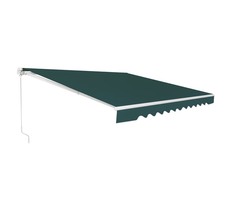 Store Banne à Manivelle 4x25 M Auvent De Terrasse Rétractable Polyester Manuelle Aluminium Vert