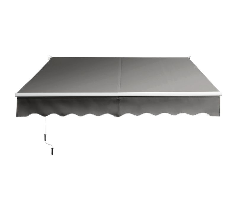 Store Banne Auvent Rétractable Manuel 295x250cm Angle Ajustable Pour Balcon/jardin Beige Gris