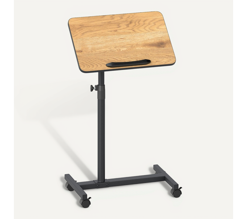 Table D'appoint Hauteur Réglable Avec Plateau Inclinable Pivotant 52x33x69-112cm Marron