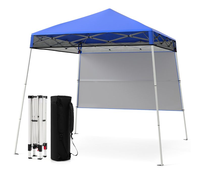 234x234cm Tente Tonnelle Pop-up Avec Panneau Latéral Abri De Gazebo Pliant Réglables Bleu