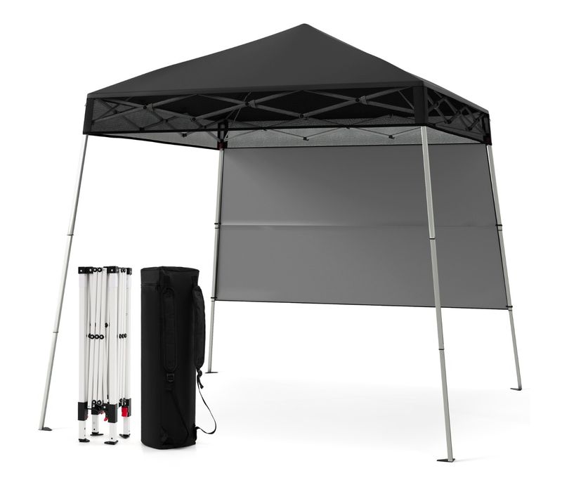 234x234cm Tente Tonnelle Pop-up Avec Panneau Latéral Abri De Gazebo Pliant Réglables Noir