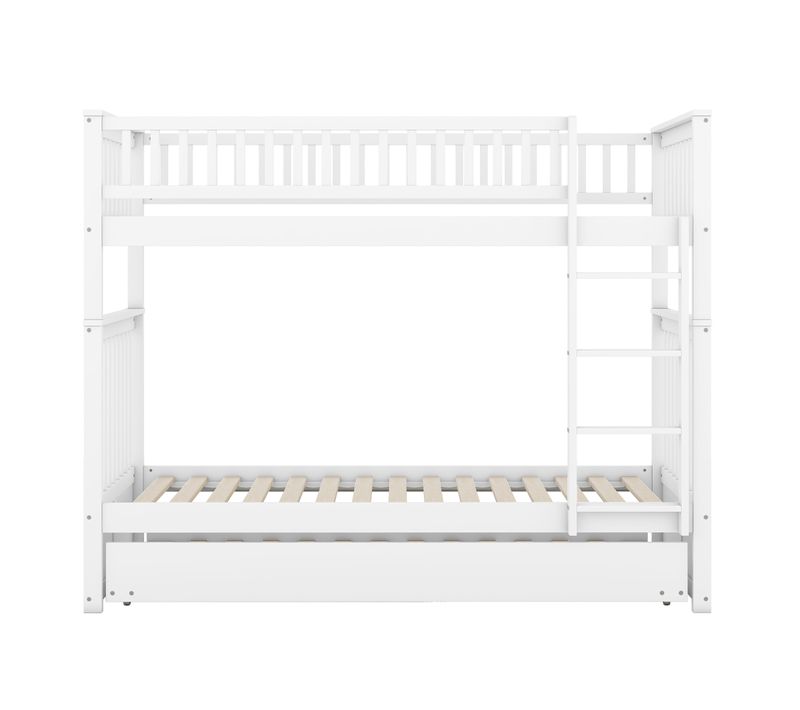 Lit Double Pour Enfants 140x200 Cm Avec Toboggan Et Échelle, Blanc