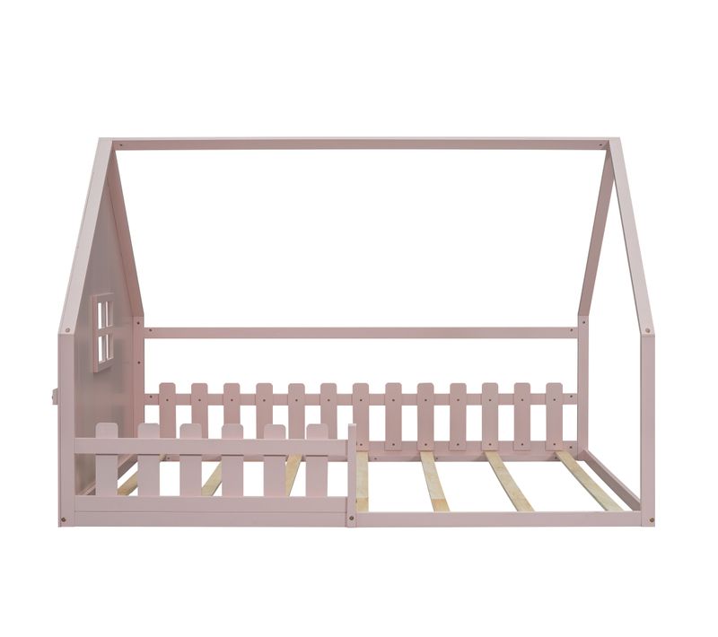 Lit Enfant Avec Barrière De Sécurité, Rose, 140*200 Cm