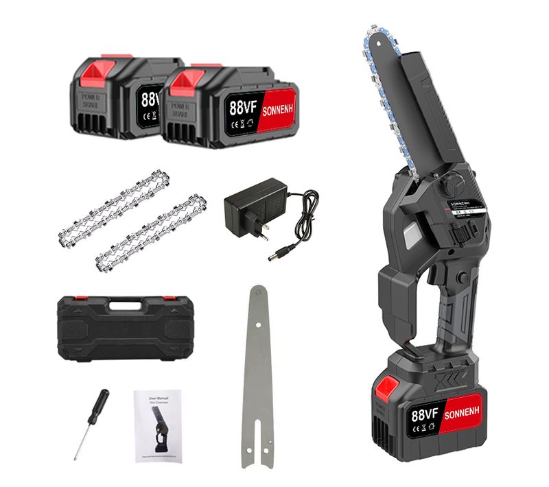 Tronçonneuse Électrique Portative Sans Fil De 6 Pouces Avec 2 Batteries De 3000 Mah Et 1500 W