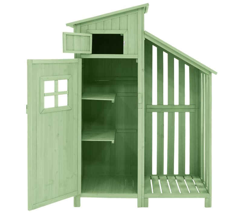 Abri De Jardin Compact 124x46x174cm (lxpxh), Armoire à Outils, Adapté Petits Jardins, Vert