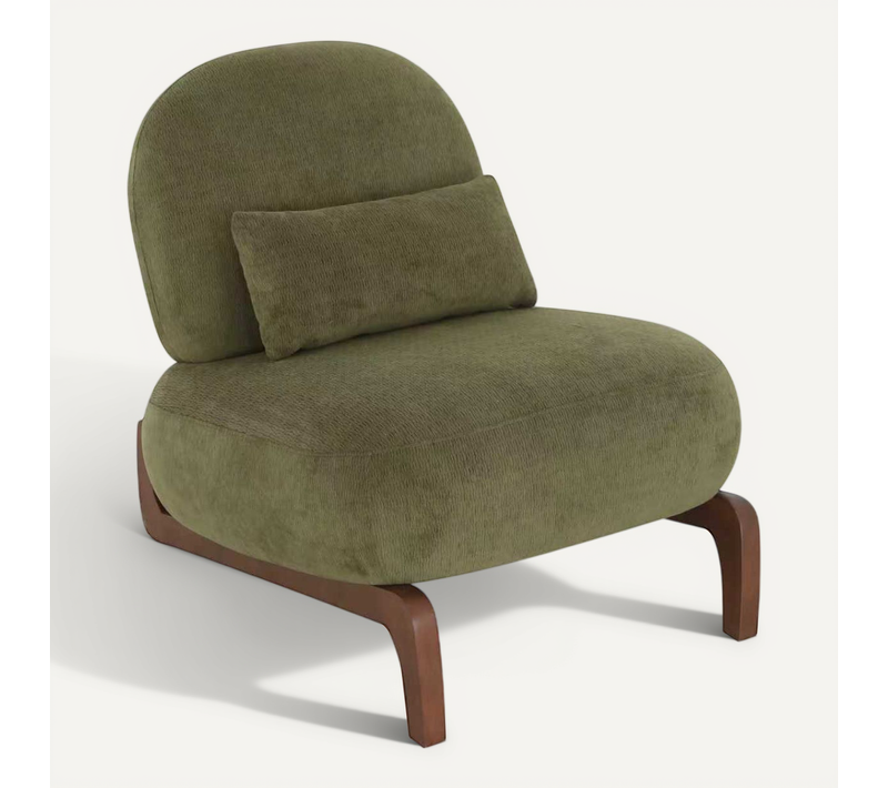 Fauteuil Lounge En Velours Sans Accoudoirs, Vert