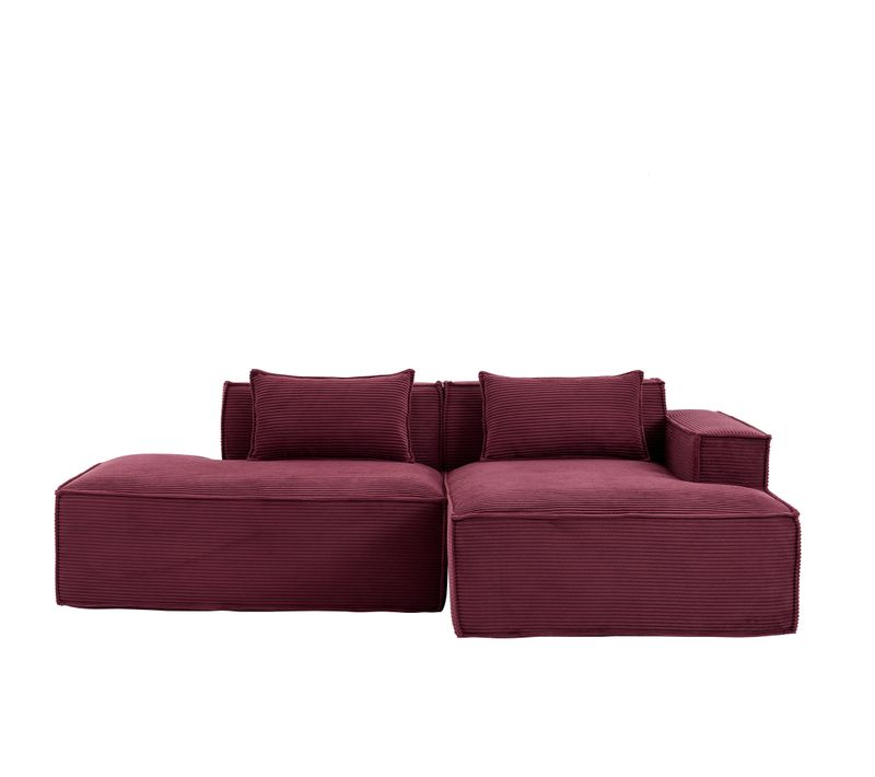 Canapé D'angle Modulable 233 Cm Velours Côtelé – Livré Compressé, Couchage Occasionnel – Fuchsia