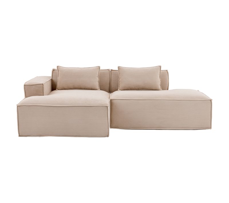 Canapé D'angle Modulable 233 Cm Velours Côtelé – Livré Compressé, Couchage Occasionnel – Kaki