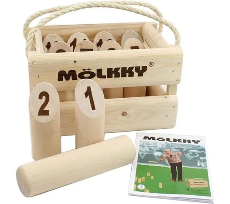 Mölkky Deluxe En Bouleau - Coffret Bois, 12 Quilles Numérotées, Bâton De Lancer